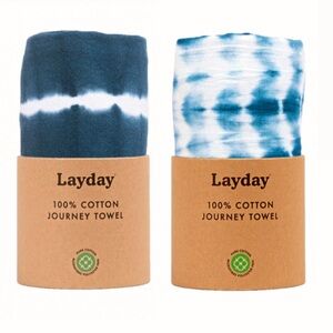 Set of 2 Layday Hand Dyed 100% Cotton Towels, NEW